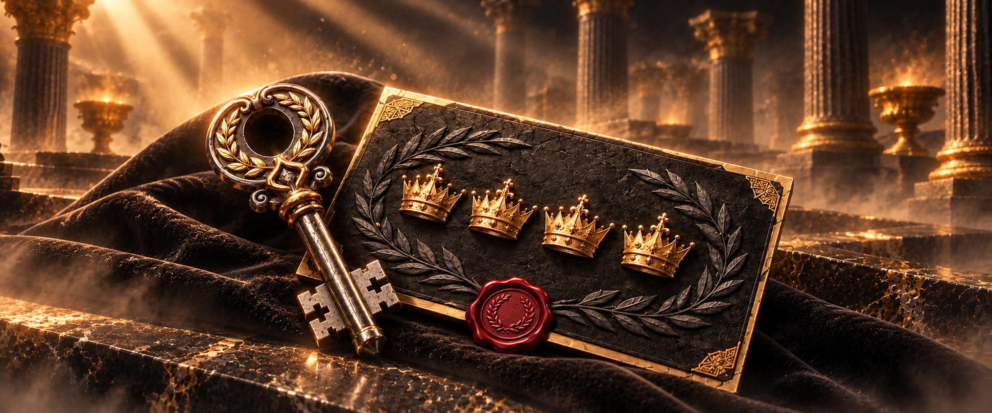Bonus code artwork with a royal pass and key